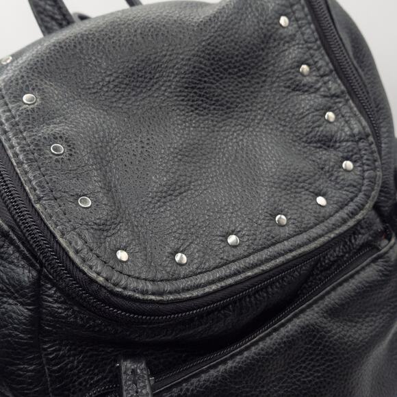 Harley-Davidson Women’s Mini Biker Backpack Black Pebbled Leather Studded Logo - Picture 6 of 11